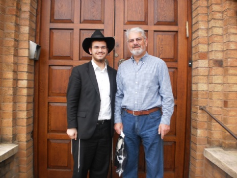 Roving Rabbi Motti Rubin and Robert Pinchus at St. Annes Synagogue (1).JPG
