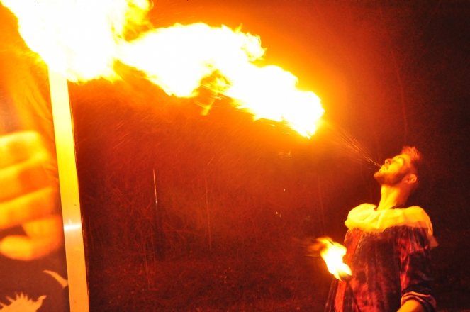 0736 Fire eater spews out flames at L'Chaim Chabad Lubavitch Iced Menorah lighting.JPG